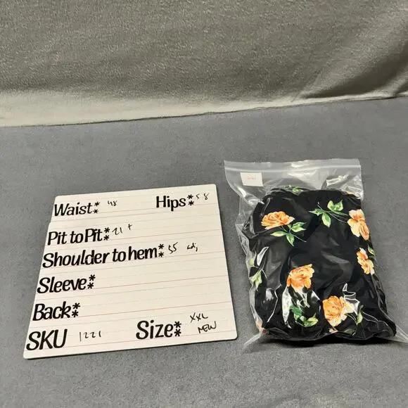 Old Navy Maxi Dress Black Floral V-Neck Coastal Tropical Resort Womens XXL NEW - Picture 13 of 13